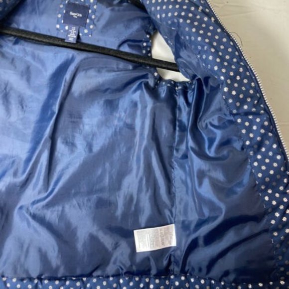 GAP Kids Girls Medium Puffer Vest Full Zip Blue With Silver Snowflakes Accent - Picture 5 of 7